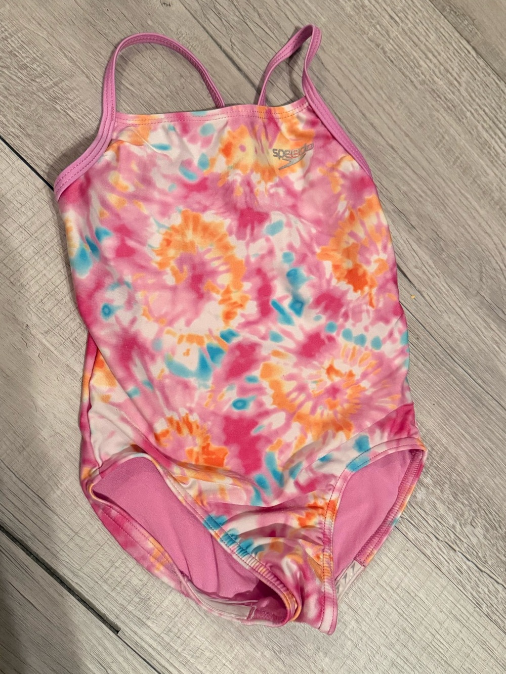 Speedo Girls' Pink Tie-Dye One-Piece Swimsuit Size XS